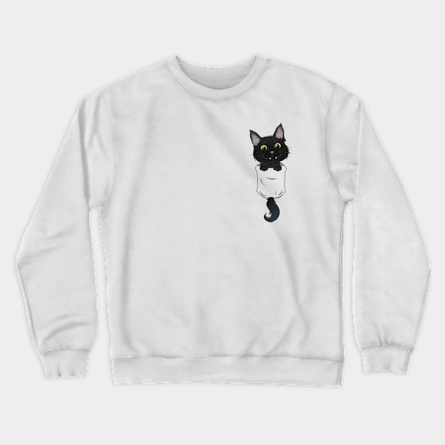 Cat in Pocket Crewneck Sweatshirt by Chinchila Art